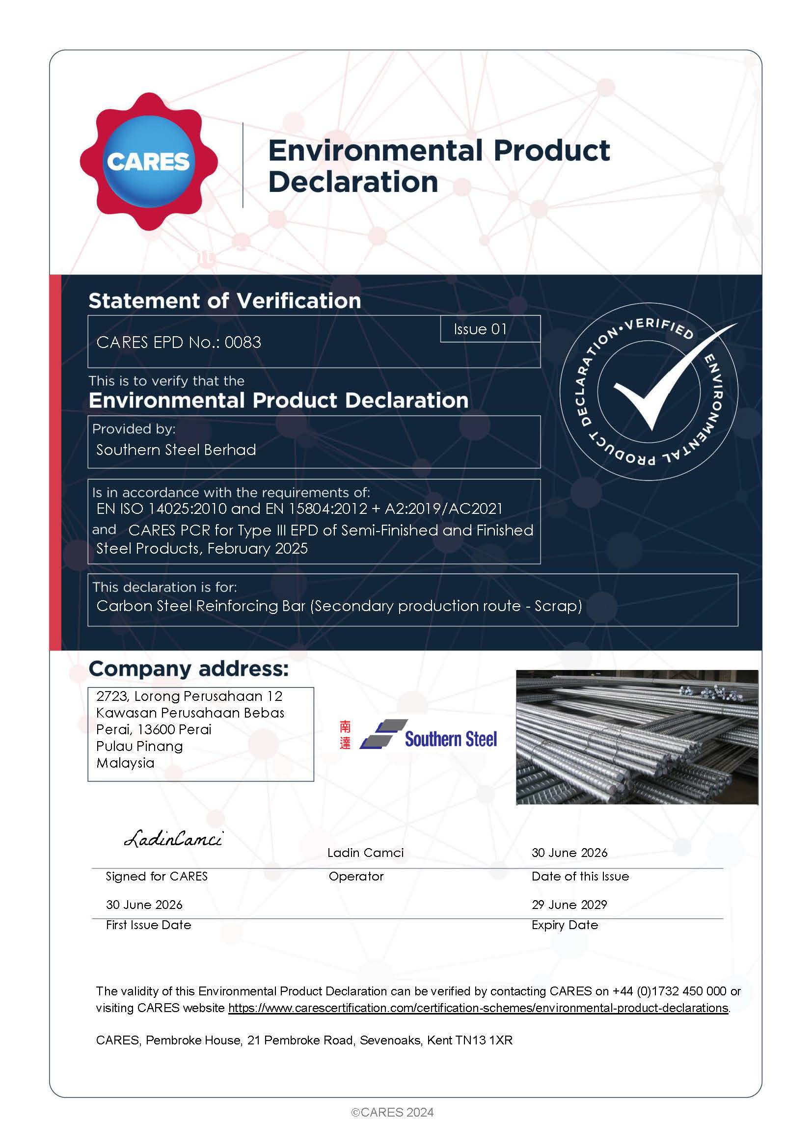 Southern Steel Berhad EPD